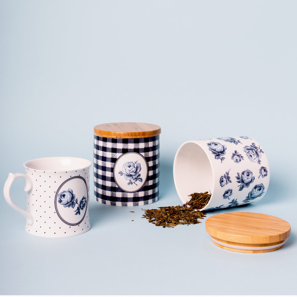 Банка для хранения Katie Alice VINTAGE INDIGO Gingham, фарфор, 1000 мл