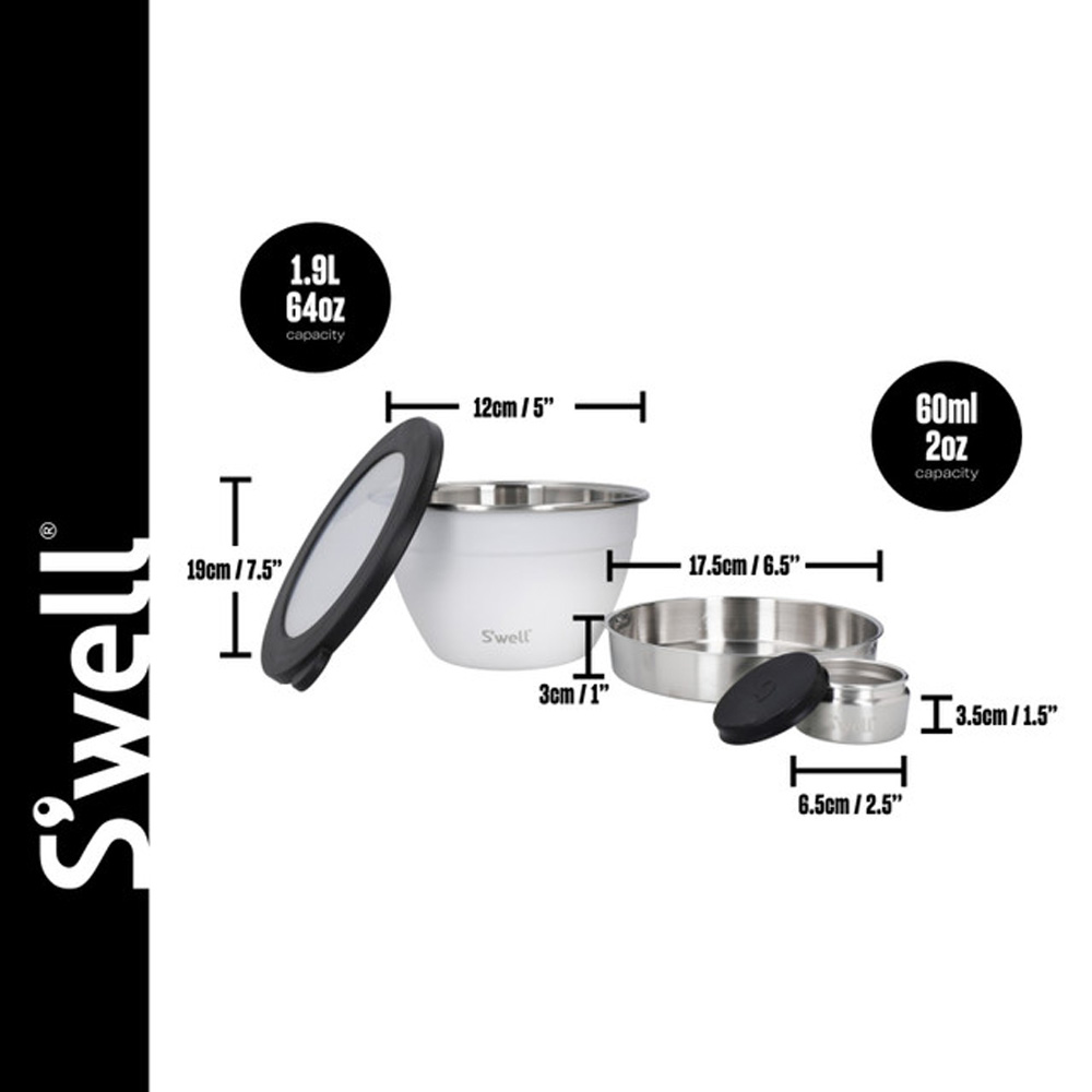 Набір для салату S'well MOONSTONE, білий, 1,9 л, 4 пр.