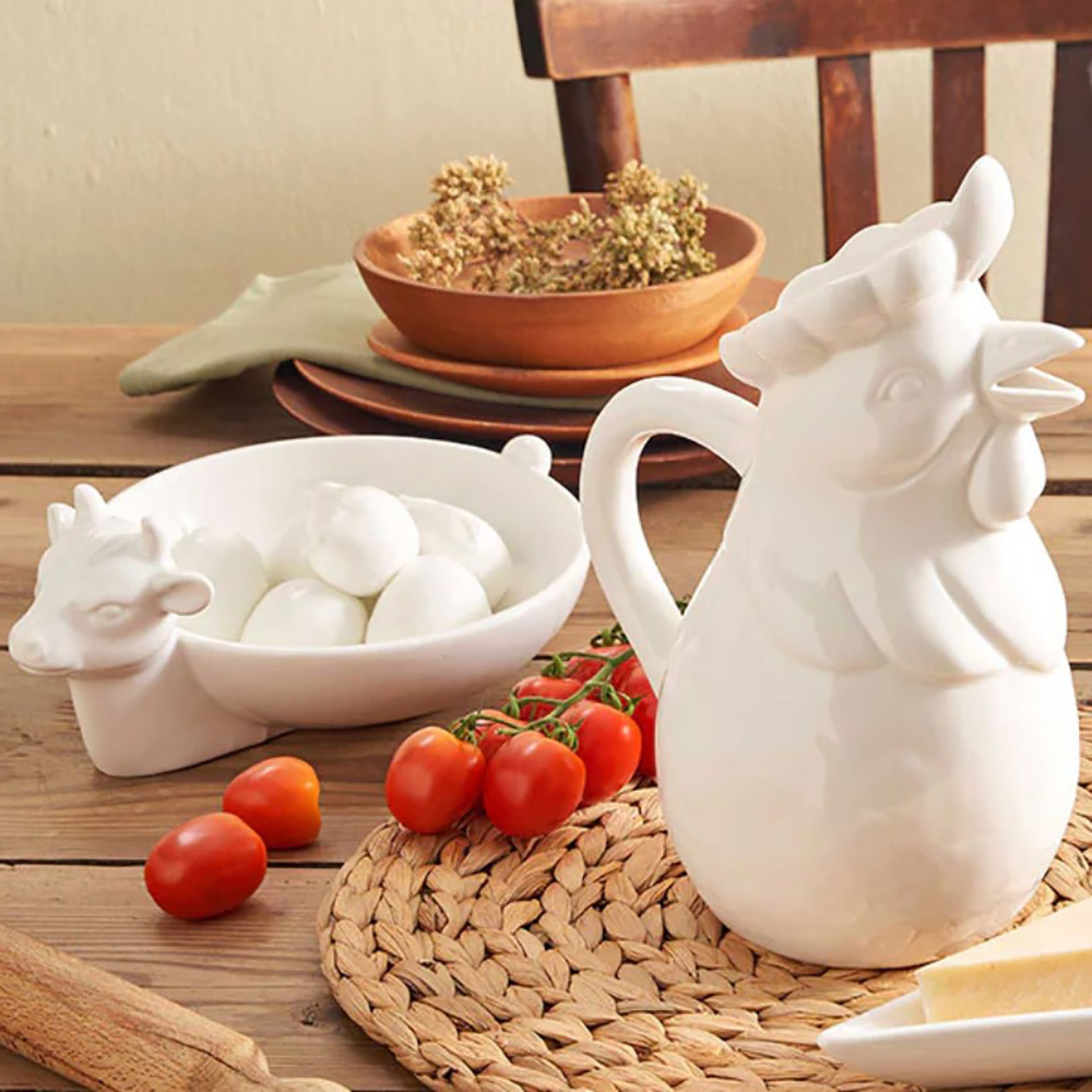 Тарілка для моцарелли La Porcellana Bianca FATTORIA, "корова" порцеляна, 27 х 18 х 11 см