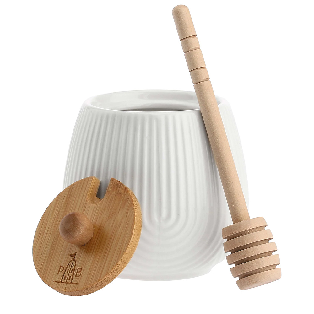 Емкость для меда La Porcellana Bianca INTAVOLA Stripes с ложкой для меда, фарфор, 250 мл