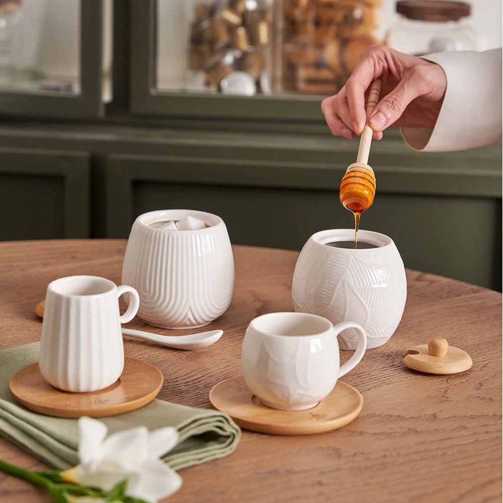 Емкость для меда La Porcellana Bianca INTAVOLA Stripes с ложкой для меда, фарфор, 250 мл