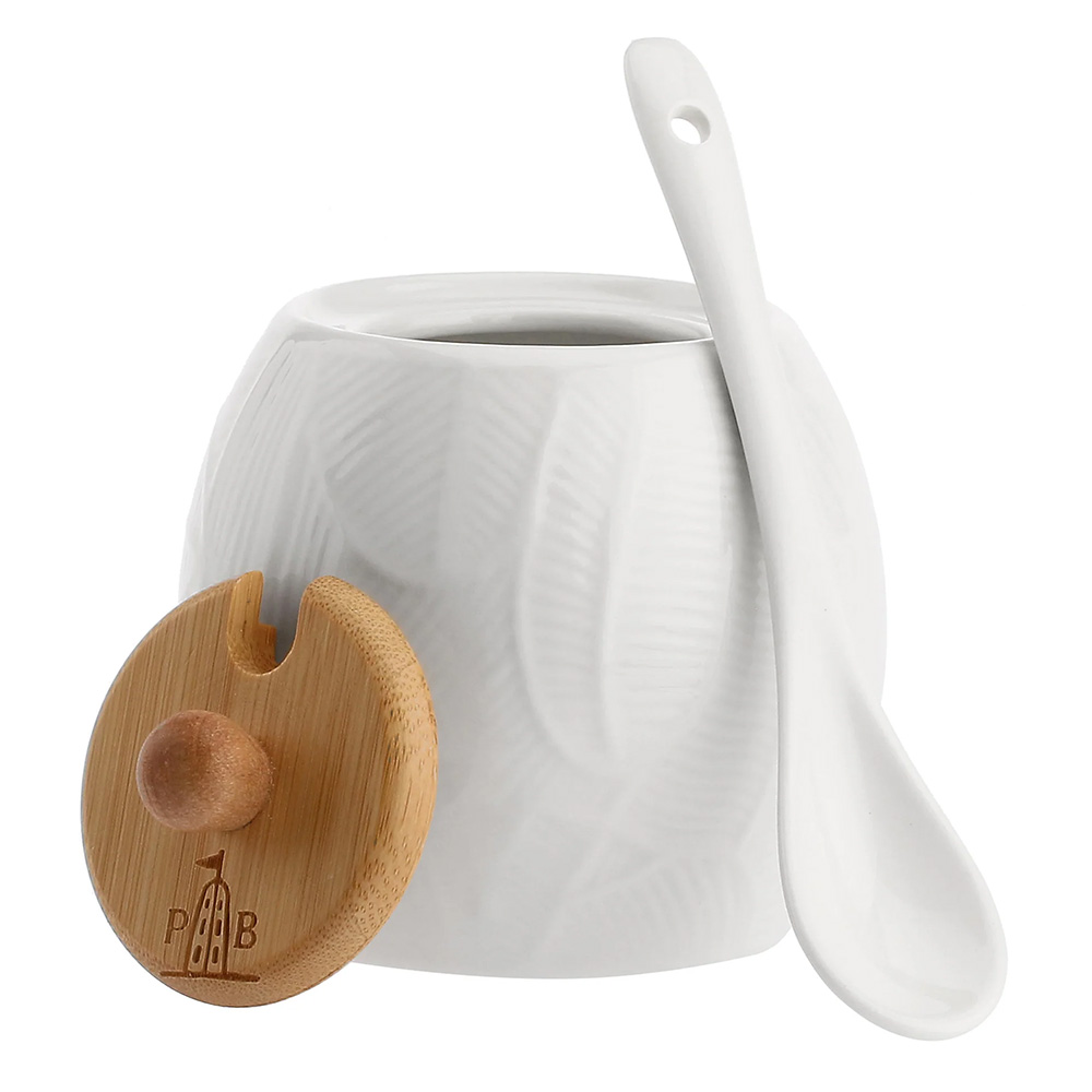 Сахарница La Porcellana Bianca INTAVOLA Leaves с ложкой, фарфор, 250 мл