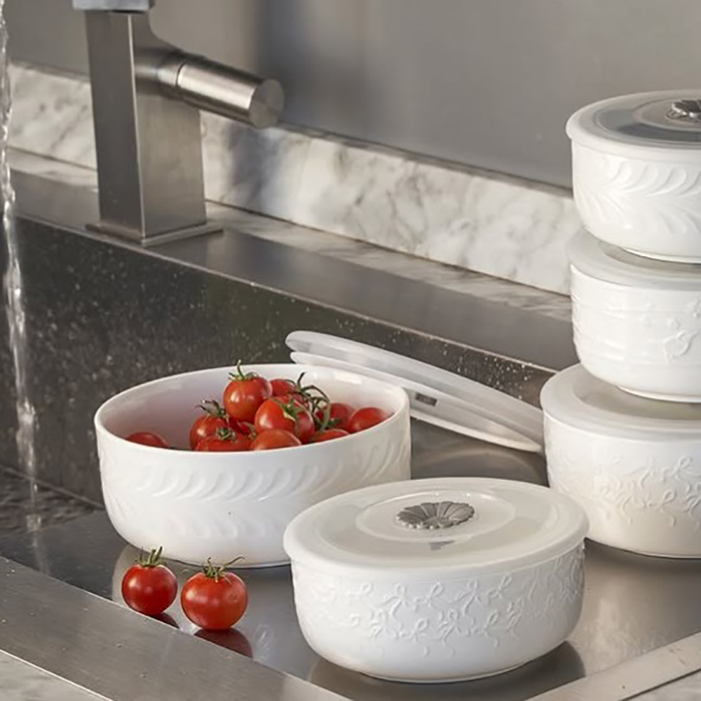 Миска з силіконовою кришкою La Porcellana Bianca INTAVOLA Bows, порцеляна, діам. 15 см