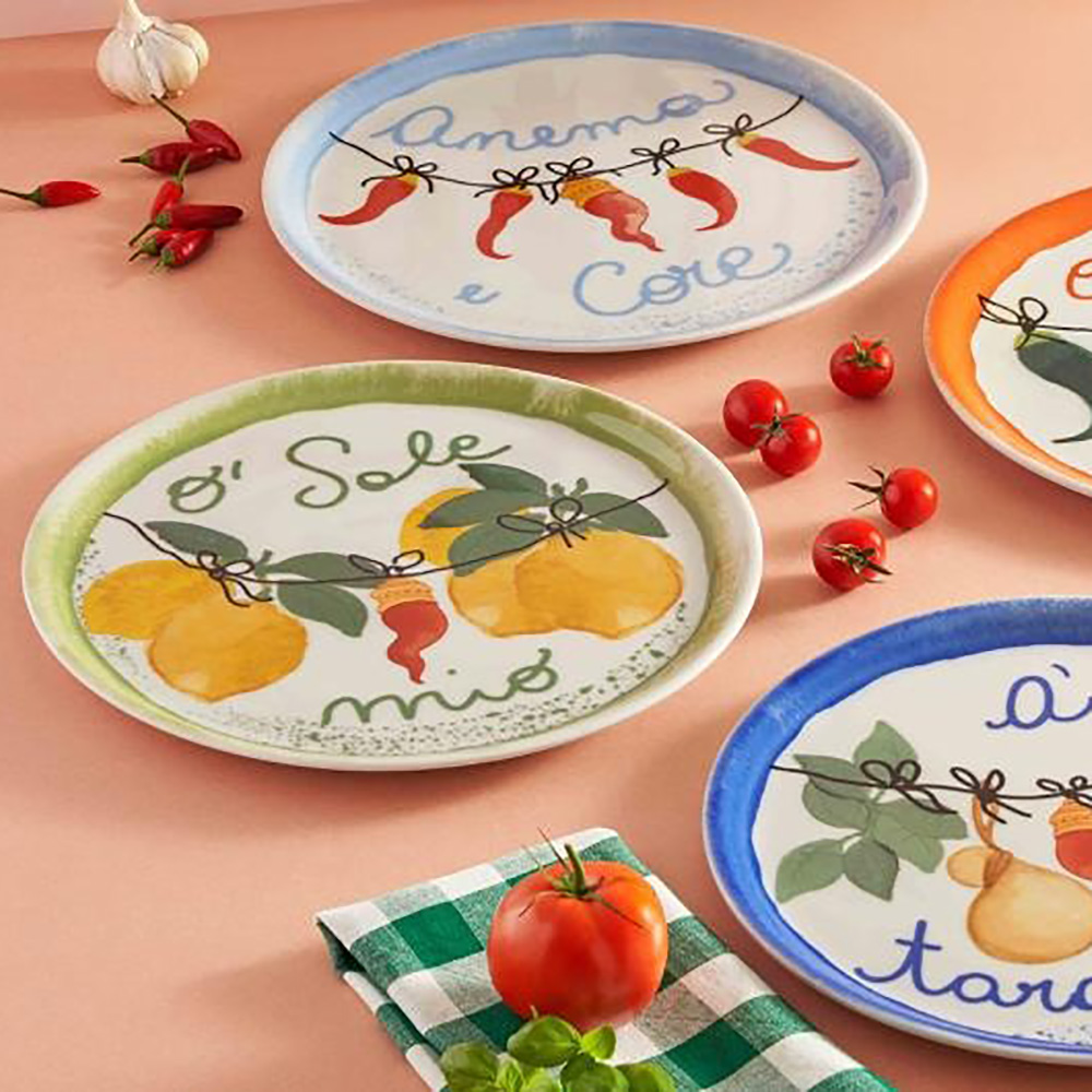 Блюдо для пиццы круглое Rose&Tulipani Milano AUMM O SOLE MIO, фарфор, диам. 31 см