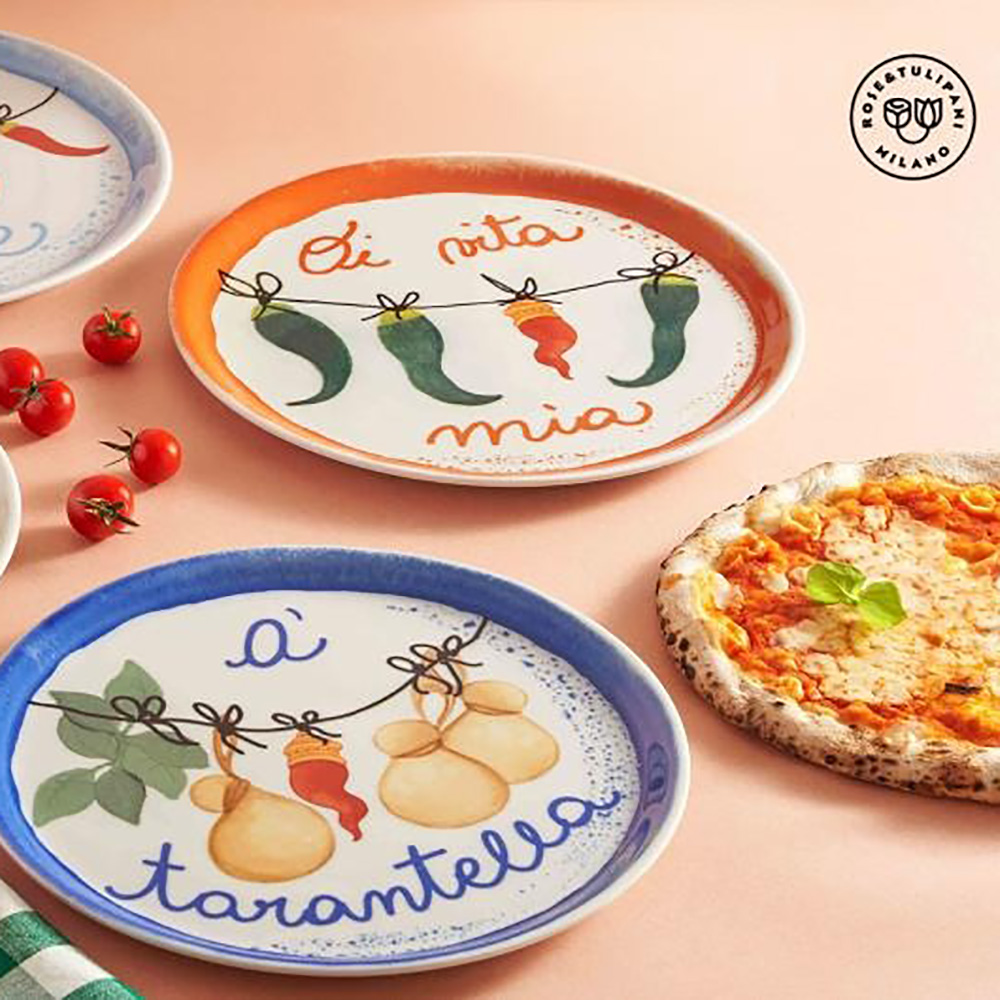 Блюдо для піци кругле Rose&Tulipani Milano AUMM O VITA MIA, порцеляна, діам. 31 см