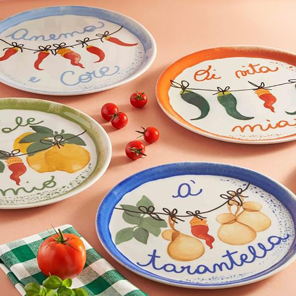 Блюдо для пиццы круглое Rose&Tulipani Milano AUMM CIAO BELLA, фарфор, диам. 31 см