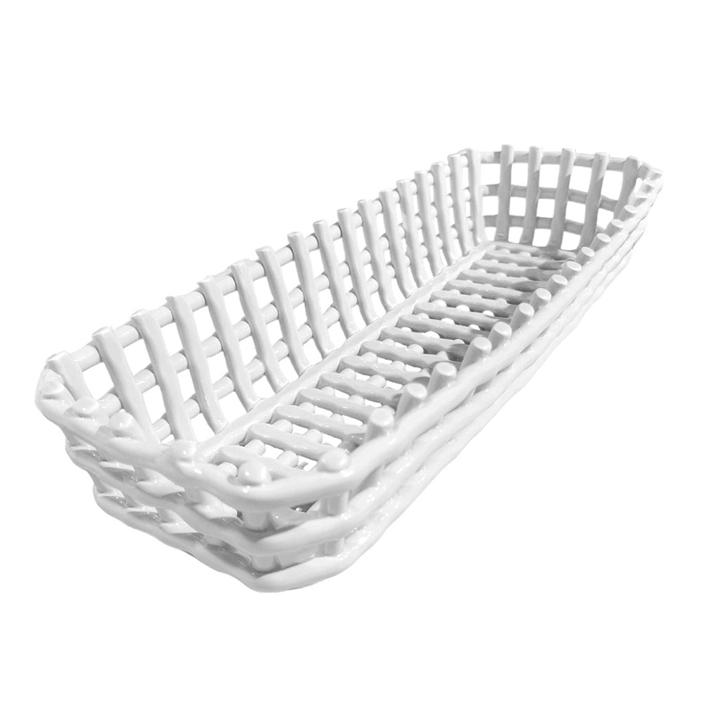 Корзина прямоугольная Rituali Domestici CATTURATA, керамика, белая, 40 х 12 х 8 см