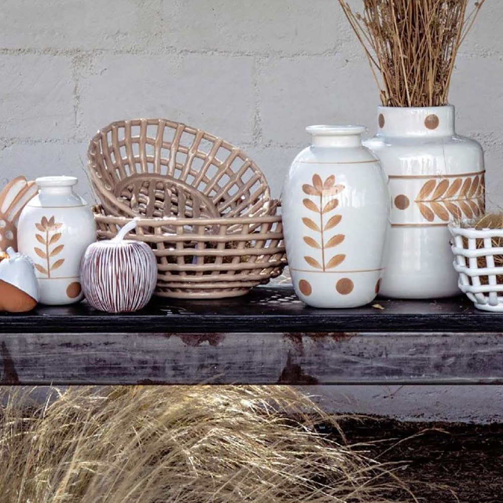 Корзина круглая Rituali Domestici CATTURATA, керамика, бежевая, диам. 29,5 см, выс. 9 см