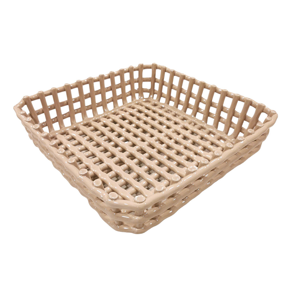 Корзина квадратная Rituali Domestici CATTURATA, керамика, бежевая, 21 х 21 х 8 см