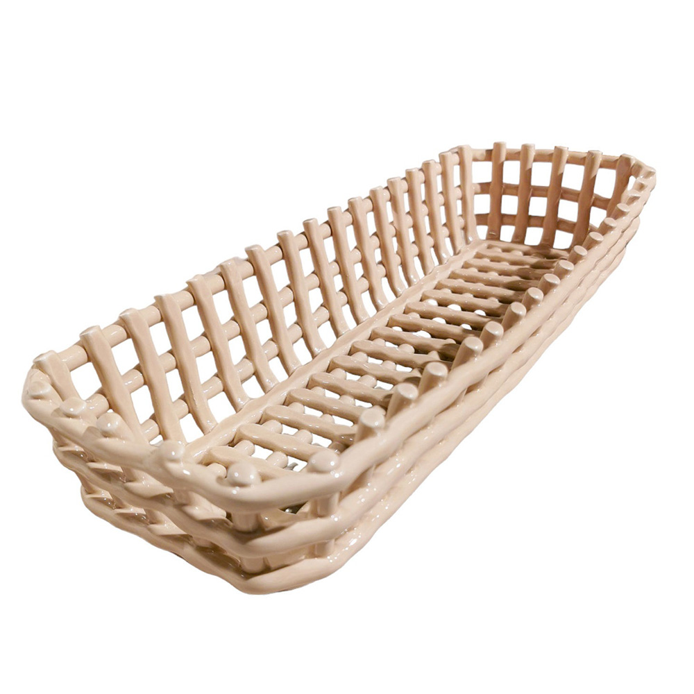 Корзина прямоугольная Rituali Domestici CATTURATA, керамика, бежевая, 40 х 12 х 8 см