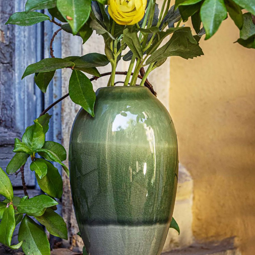 Ваза Rituali Domestici NUANCE, кераміка, зелена, діам. 15 см, вис. 25,5 см