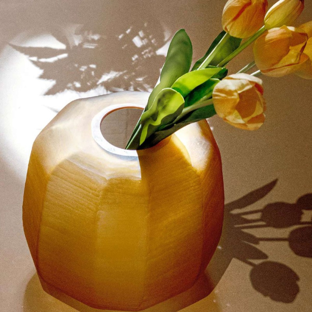 Ваза Rituali Domestici NEBULA, стекло, желтая, 28,5 х 26,5 х 13 см