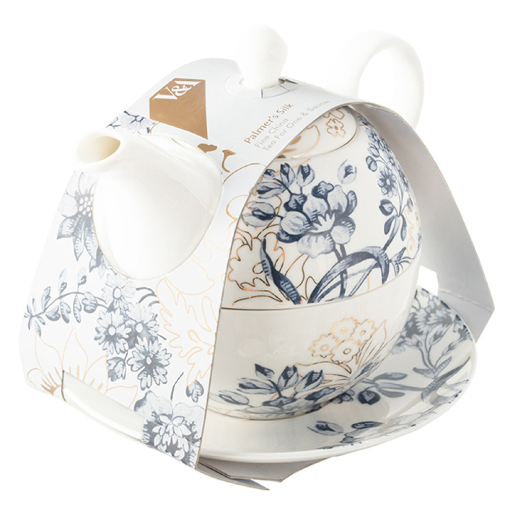 Набор для чая CreativeTops PALMERS SILK: чашка с блюдцем, чайник заварочный, фарфор